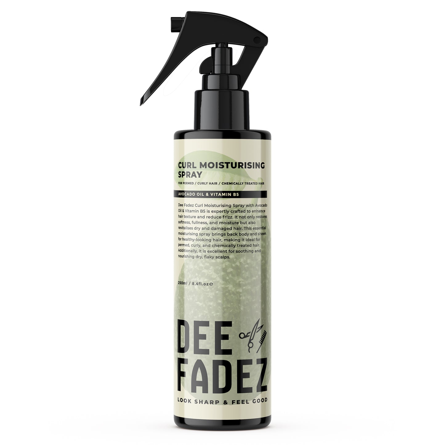 DEE FADEZ CURL MOISTURISER SPRAY WITH AVACADO OIL & VITIMAN B5 FOR PERMED / CURLY HAIR / CHEMICALLY TREATED HAIR